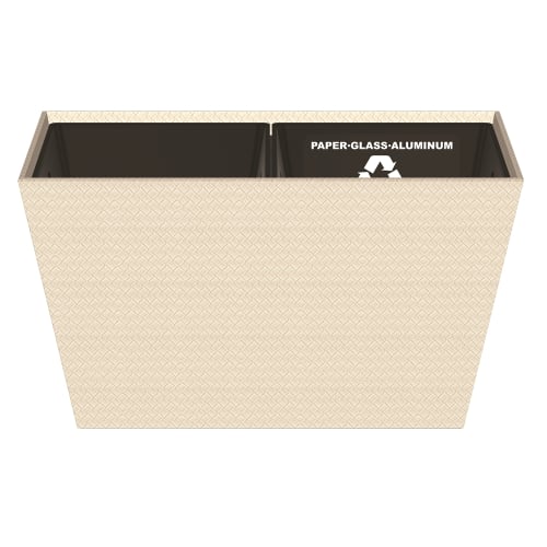 Jumbo Woven Emboss Leather Match Tapered Dual Chamber Recycling Bin, Ivory, 24.4 Quart